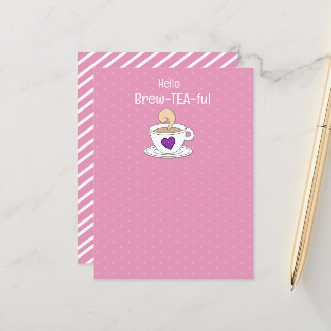 Tea Puns and Quotes Tea Party Favour Postcard (Front/Back In Situ)