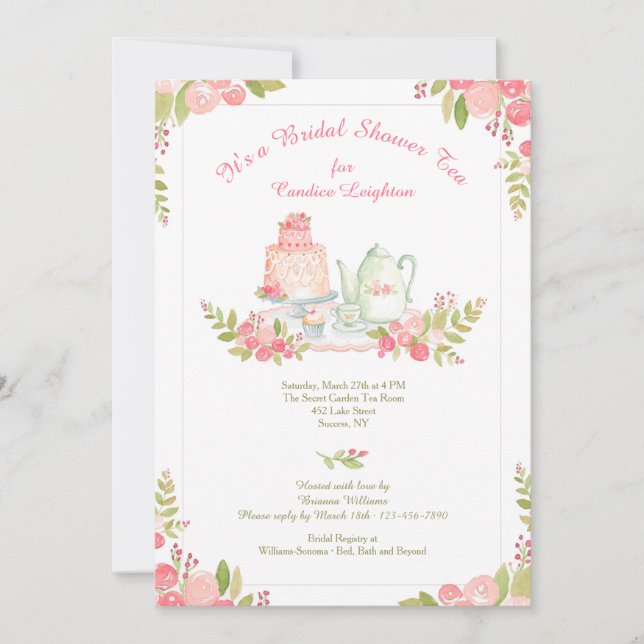 Tea Reception Shower Invitation (Front)