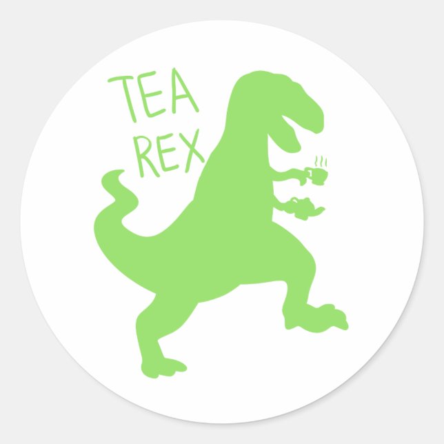 Tea rex - Choose background colour Classic Round Sticker (Front)