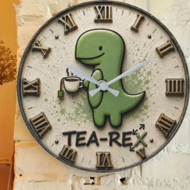Tea-Rex Dinosaur Large Clock (Creator Uploaded)