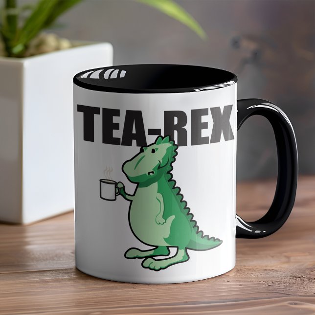 Tea-Rex Dinosaur Meme Mug (No bad breath on this dinosaur just a lovely aroma of tea. )