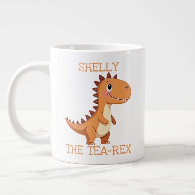 Tea-Rex Dinosaur Personalised Name Giant Tea Mug (Left)