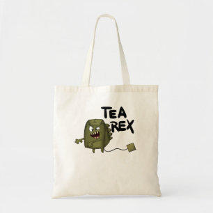 tea rex, funny dinosaur tote bag