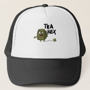 tea rex, funny dinosaur trucker hat