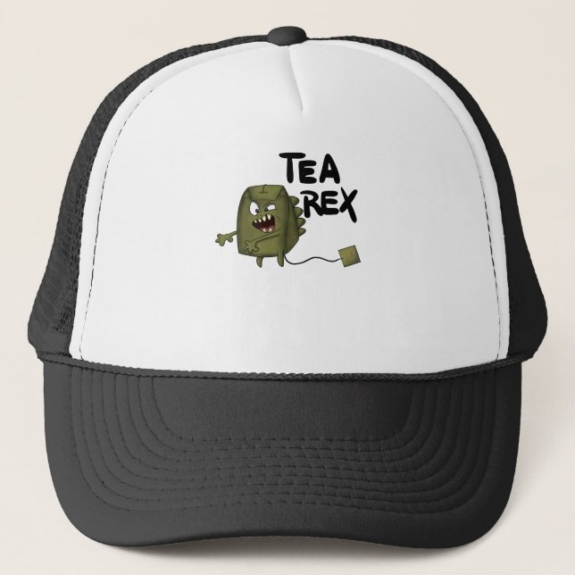 tea rex, funny dinosaur trucker hat (Front)