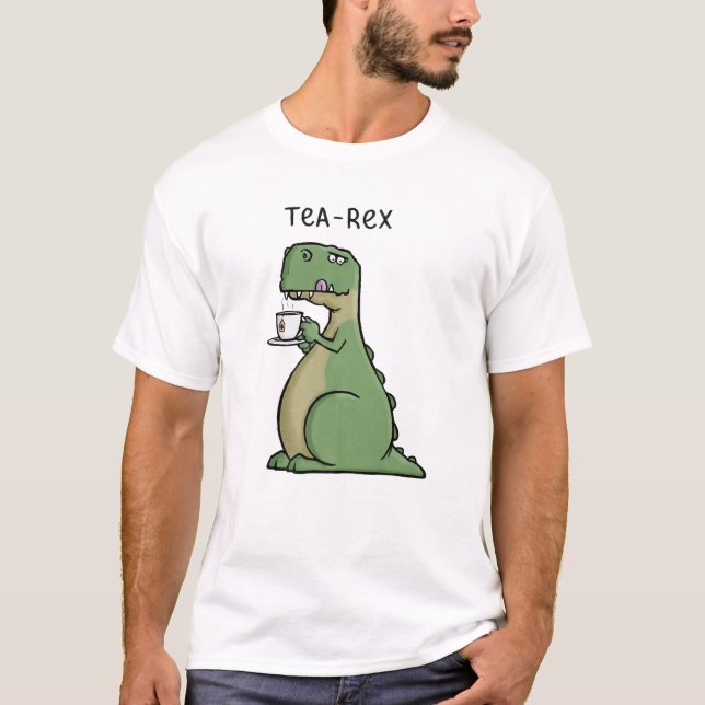 Tea-Rex Funny Rex Dinosaur Tea Pun Cartoon Funny N T-Shirt (Front)