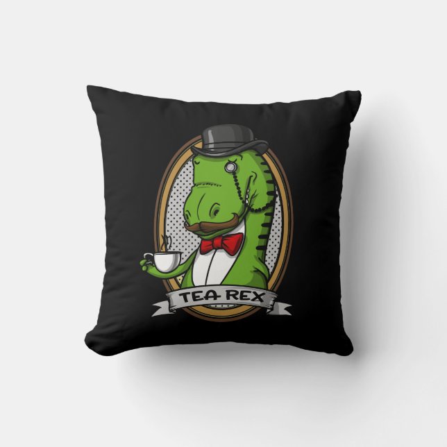 Tea Rex Funny T-Rex Dinosaur Joke Cushion (Front)