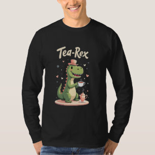 Tea Rex Tea Time Design for Kids Funny Dinosaur T-Shirt
