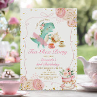 Tea-Rex Tutu Party Dinosaur Girl Pink 3rd Birthday