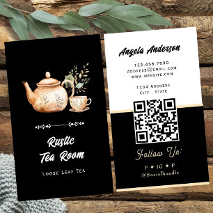 Tea Room QR Code and Website Business Card