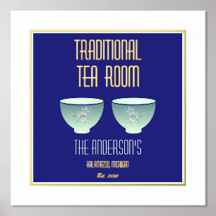 Tea Room Sign With Foil Text Accents