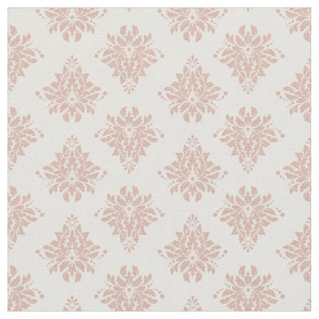 Tea Rose Damask on Ivory Fabric (Close Up)