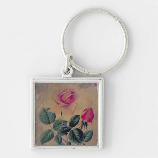 Tea Rose Grunge Key Ring (Front)