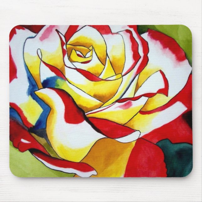 Tea Rose original watercolor flower art Mouse Pad (Front)
