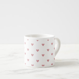 Tea Rose Pink Glitter Hearts Pattern Espresso Cup
