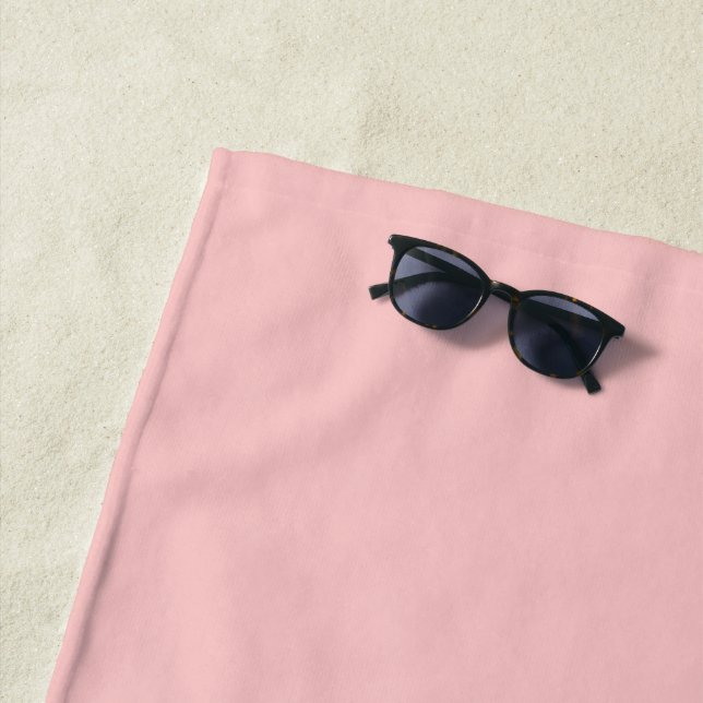 Tea Rose Pink Solid Colour Beach Towel (In Situ)