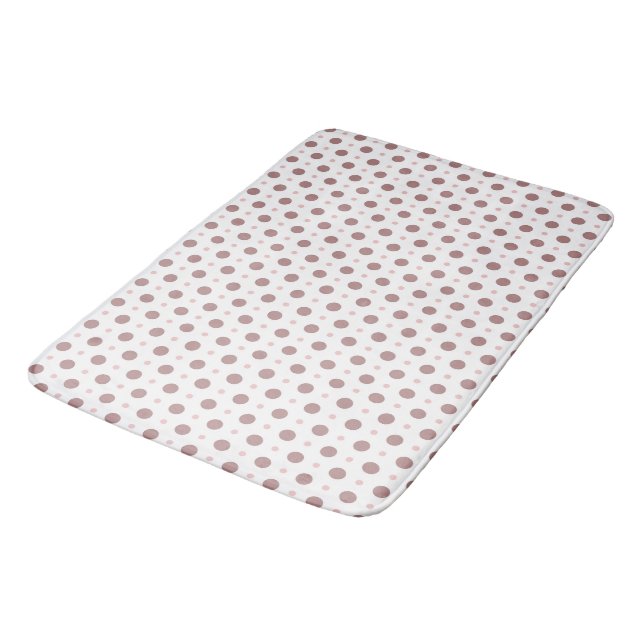 tea rose (red) and white dots bath mat (Angled)