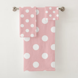 tea rose (red) and white dots bath towel set