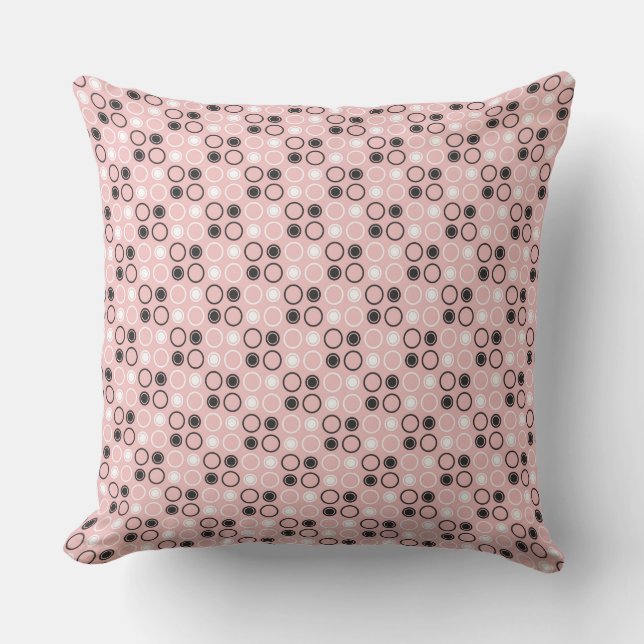 tea rose (red), grey and  white dots cushion (Front)