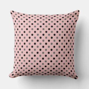 tea rose (red), grey and white dots cushion