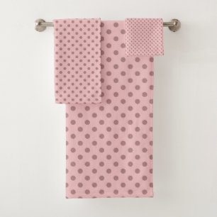 tea rose (red), mauve and mauve dots bath towel set
