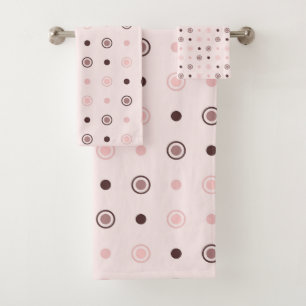 tea rose (red), mauve and white dots bath towel set