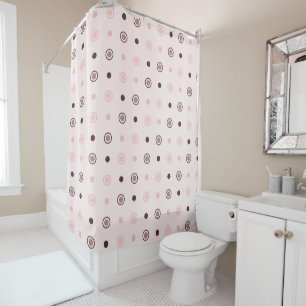 tea rose (red), mauve and white dots shower curtain