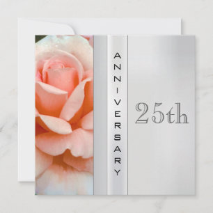 Tea Rose Silver Wedding Anniversary Invitation