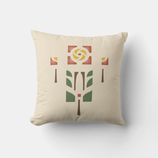 'Tea Rose' Stencil Design Cushion (Front)