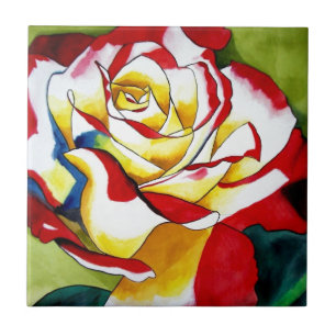 Tea Rose watercolor original art Flower Ceramic Tile