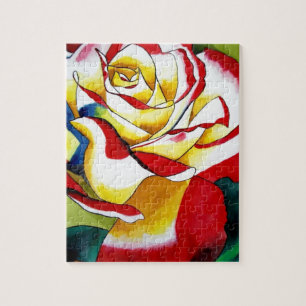 Tea Rose watercolor original art Flower Jigsaw Puzzle