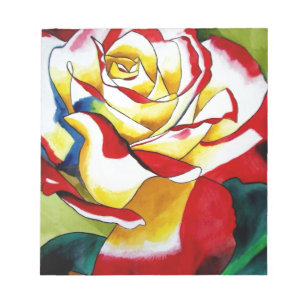Tea Rose watercolor original art Flower Notepad