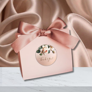 Tea Rose Wedding Thank You Classic Round Sticker