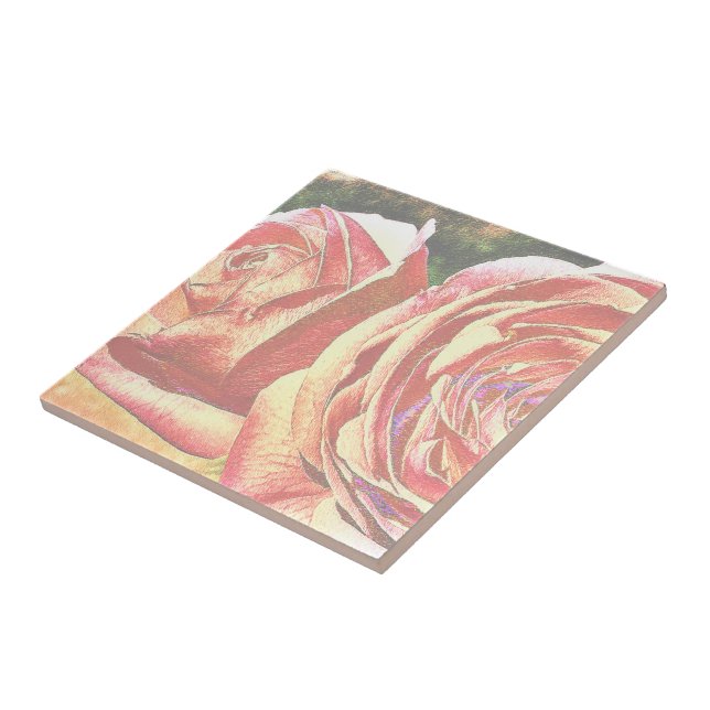 Tea Roses from the Garden Tile (Side)