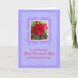 Tea Roses on Lavender Wonderful Mum Valentine Card
