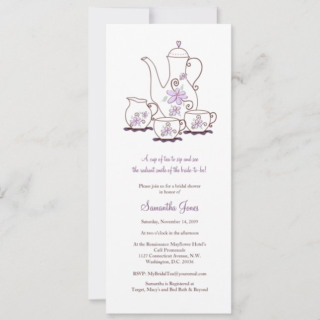Tea Set Bridal Shower Invitations (Front)