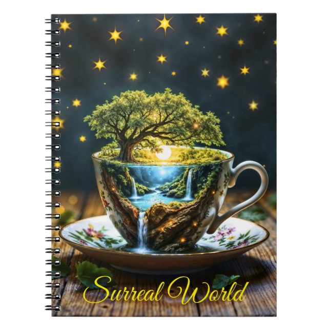Tea set surreal waterfall kitchen decor art notebook (Front)