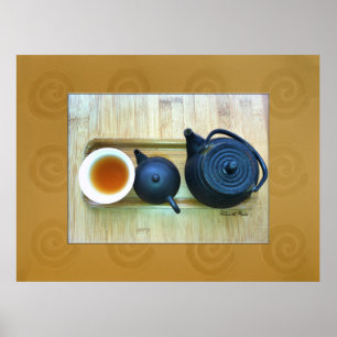 Tea Setting Still Life Photograph Overhead View Poster
