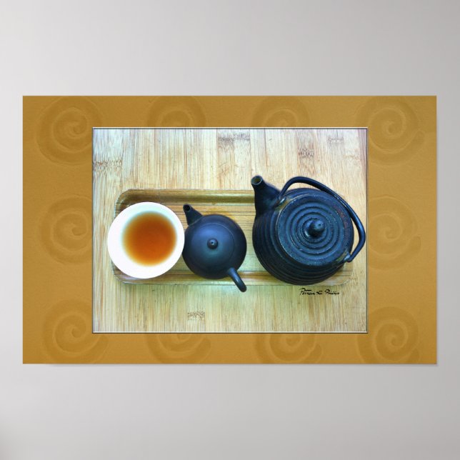 Tea Setting Still Life Photograph Overhead View Poster (Front)