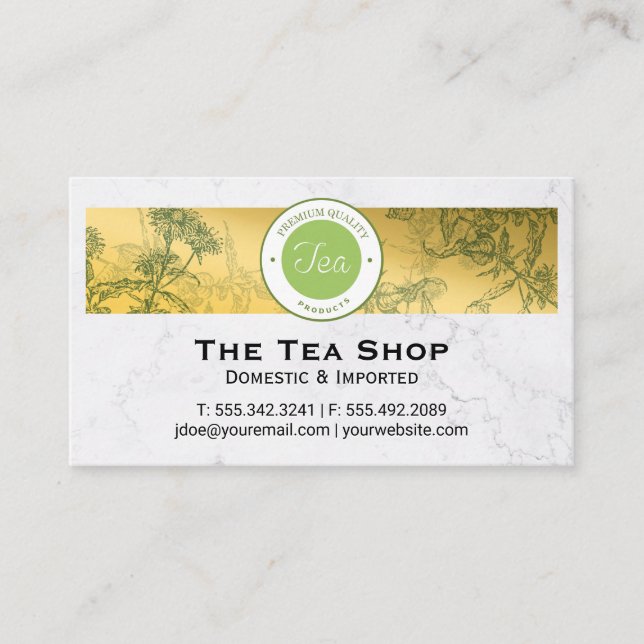 Tea Shop Herbal Plants Business Card (Front)