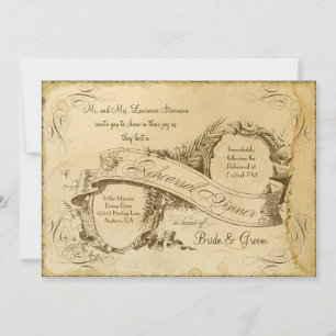 Tea Stained Vintage Wedding 1 - Rehearsal Dinner Invitation