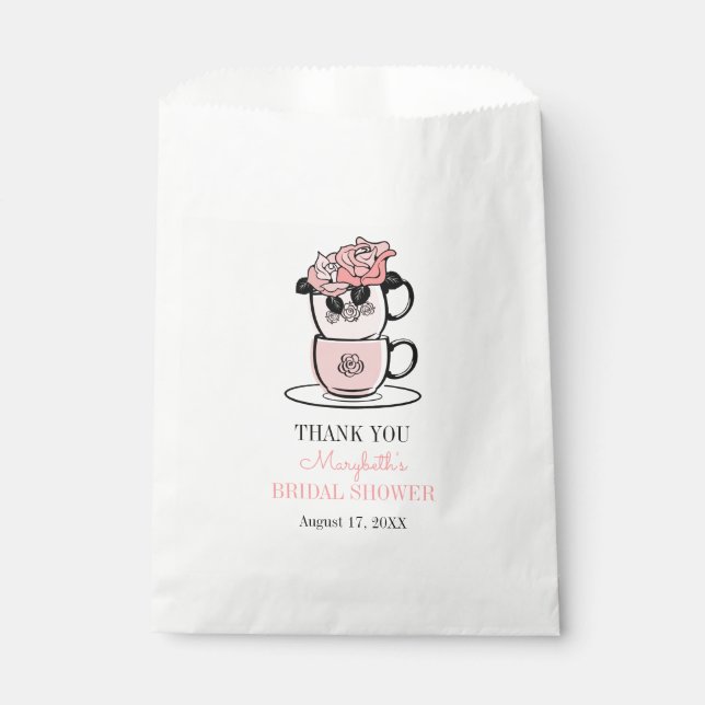 Tea Teacup Flowers Bridal Shower Favour Bags (Front)