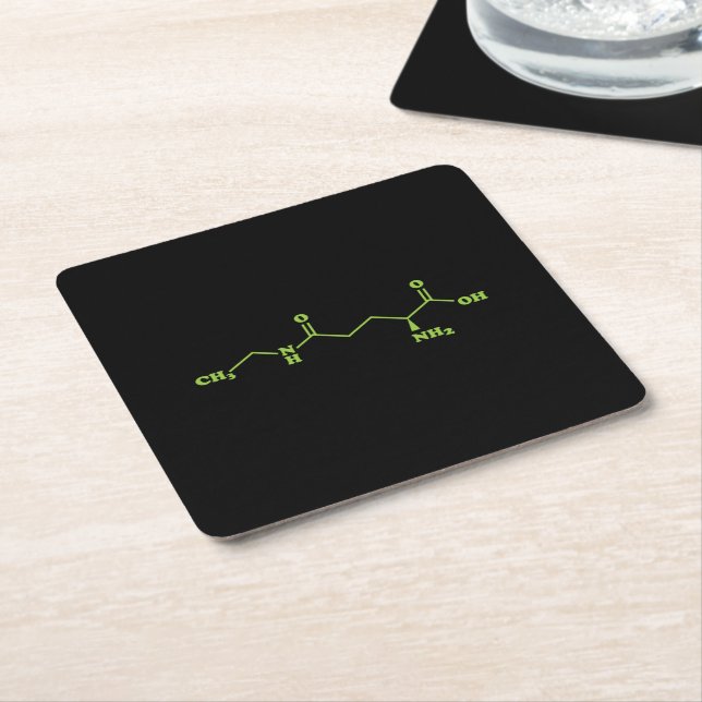 Tea Theanine Molecular Chemical Formula Square Paper Coaster (Angled)