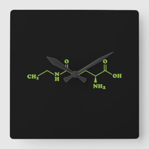 Tea Theanine Molecular Chemical Formula Square Wall Clock