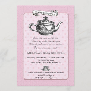 Tea Time Baby Shower Invitation - Pink