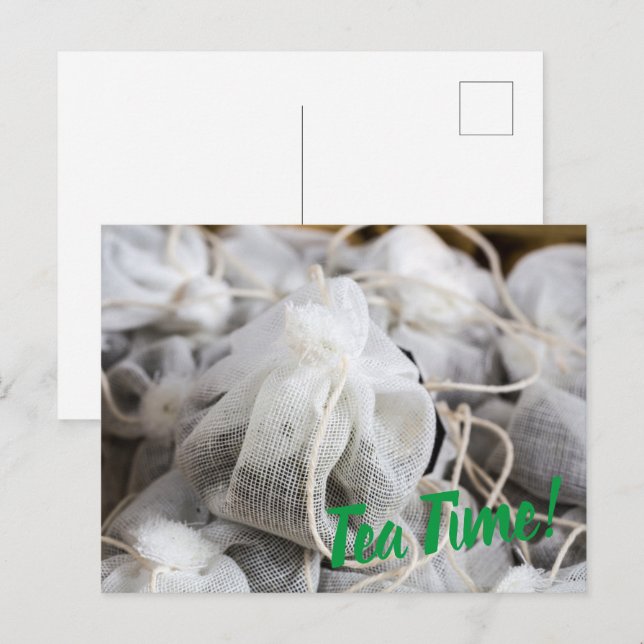 Tea Time Bag for Tea Lovers Holiday Postcard (Front/Back)