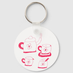 Tea Time Button Keyring
