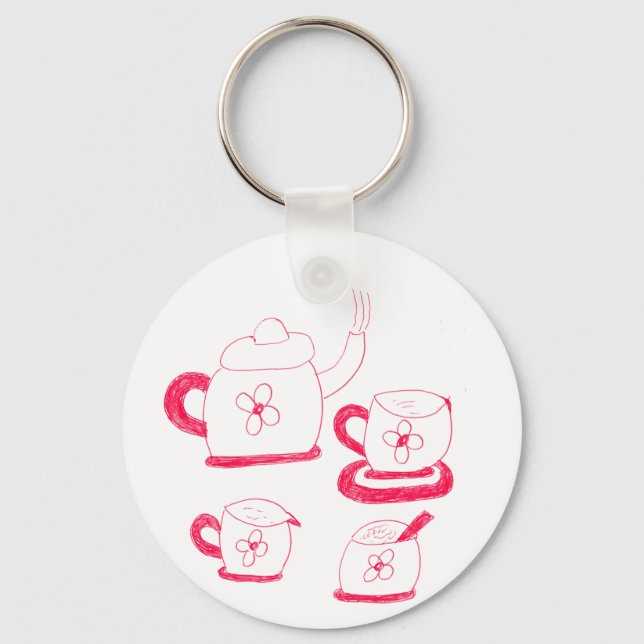 Tea Time Button Keyring (Front)