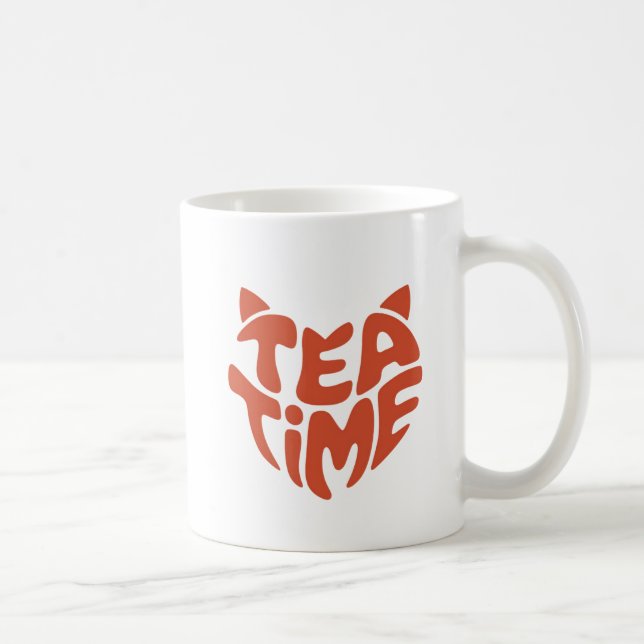 Tea Time Cat Face Coffee Mug (Right)