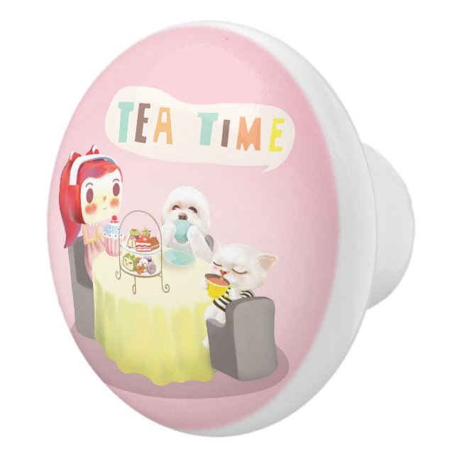 Tea Time Ceramic Knob (Right)